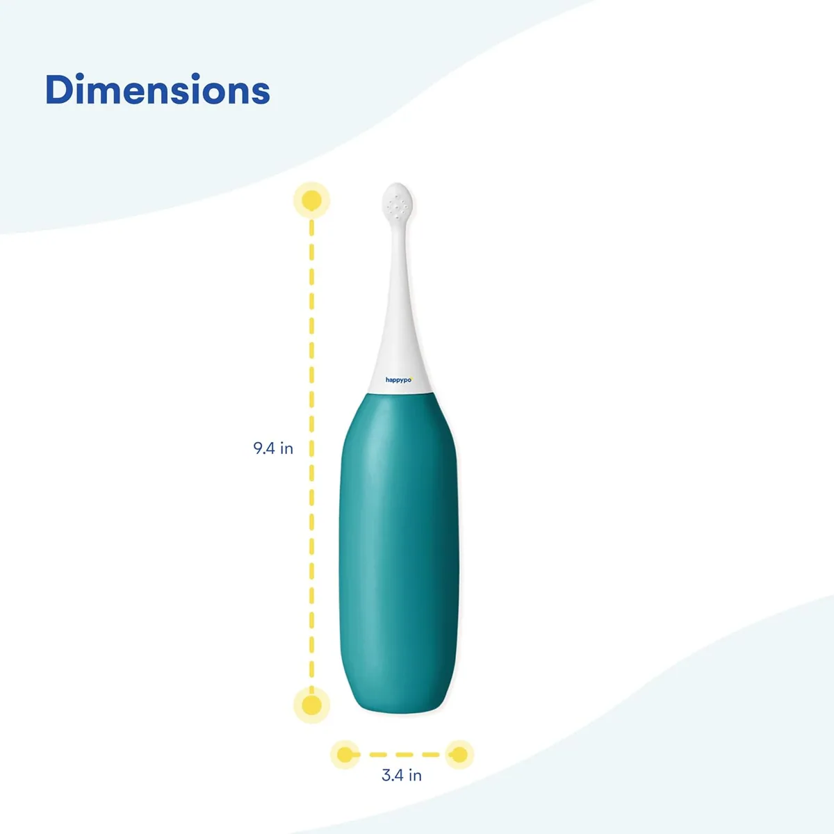 HappyPo Easy-Bidet 2.0 XL: dimensions drawing: 9.4 inches tall, 3.4 inches wide, photo 3