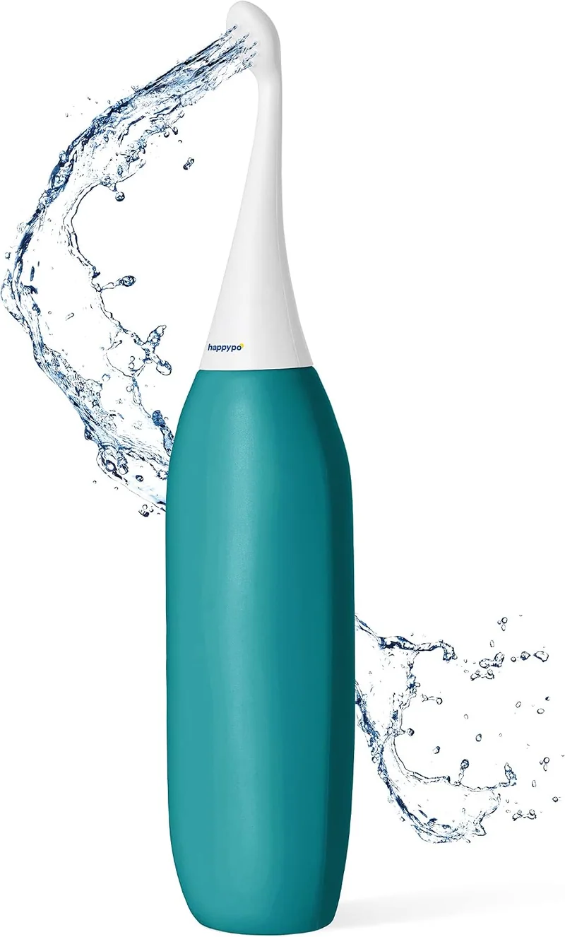 HappyPo Easy-Bidet 2.0 XL: turquoise XL bottle with the water jet, photo 2